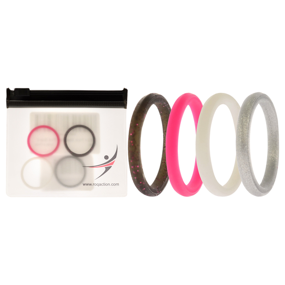Silicone Wedding Stackble Point Ring Set - Pink by ROQ - Picture 1 of 2